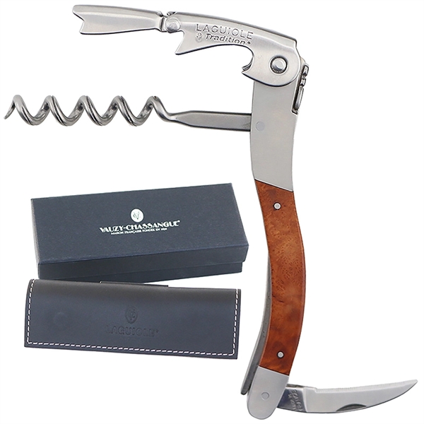 Handcrafted two-lever corkscrew with wood handle and leather pouch... from ASI 55450 Franmara Inc