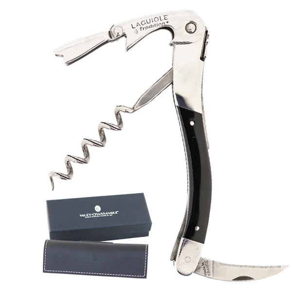 Handcrafted two-lever corkscrew with Plexi translucent thermoplastic handle and leather pouch... from ASI 55450 Franmara Inc