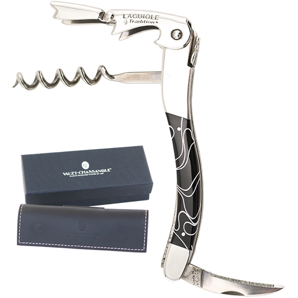 Handcrafted two-lever corkscrew with a black with lines Plexi translucent thermoplastic... from ASI 55450 Franmara Inc