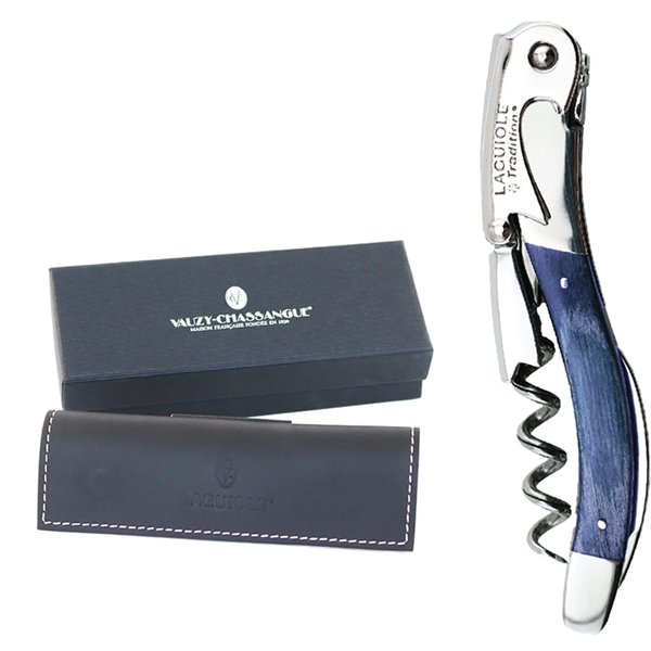 Handcrafted two-lever corkscrew with a stamina wood handle and leather pouch... from ASI 55450 Franmara Inc