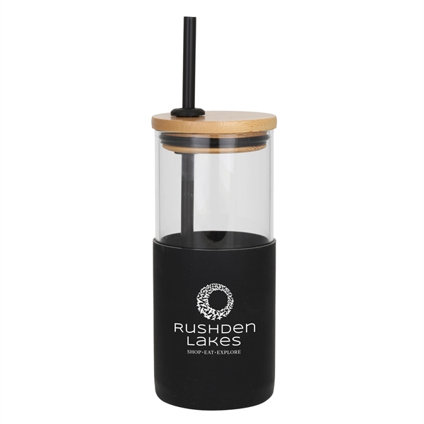 18 Oz. Glass Cup with Bamboo Lid & Silicone Sleeve.... from ASI 46755 Cosmo Promos