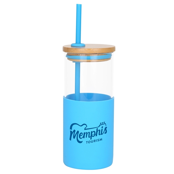 18 Oz. Glass Cup with Bamboo Lid & Silicone Sleeve.... from ASI 46755 Cosmo Promos