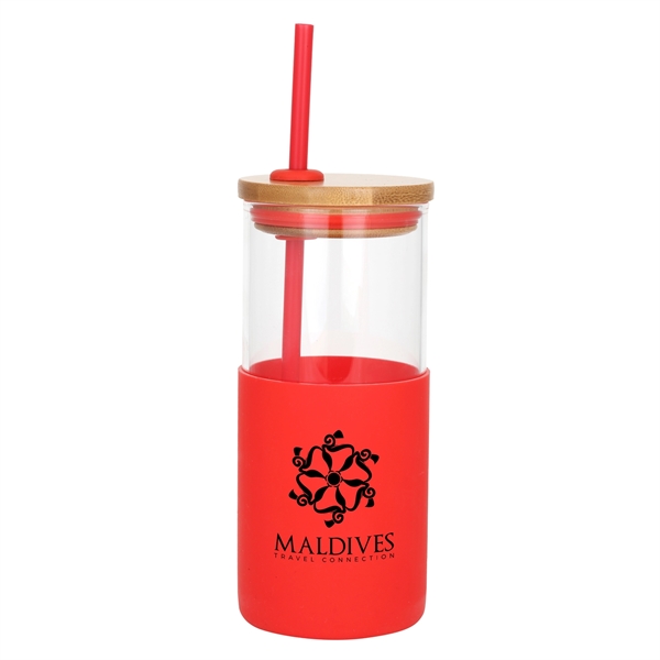 18 Oz. Glass Cup with Bamboo Lid & Silicone Sleeve.... from ASI 46755 Cosmo Promos