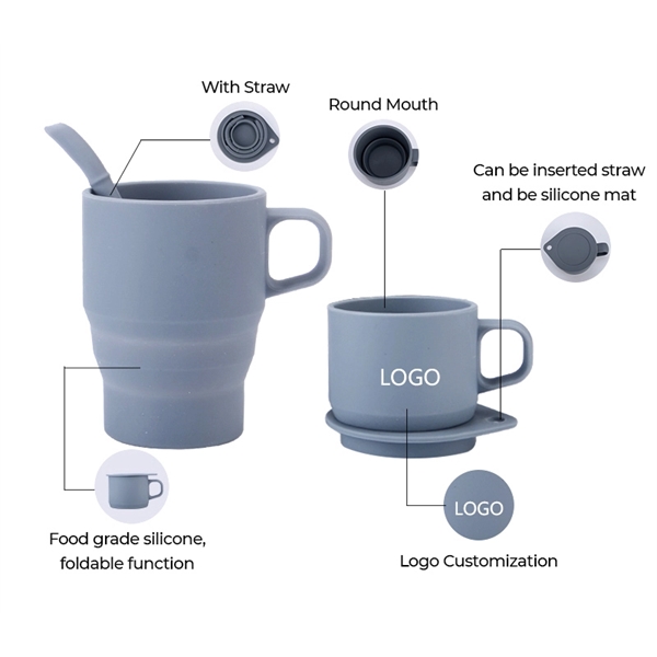 10 ounce collapsible silicone mug with handle and lid.... from ASI 37218 Athena Promo (tm)
