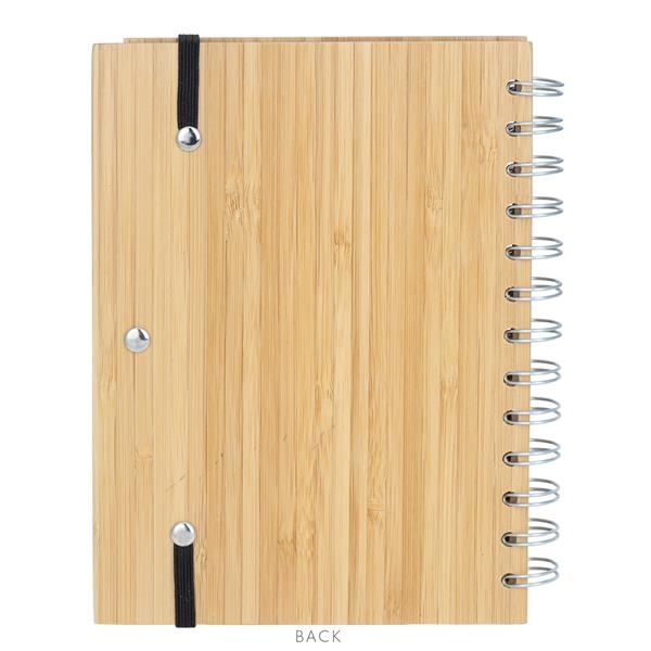 Bamboo wire-bound notepad with pen.... from ASI 46755 Cosmo Promos