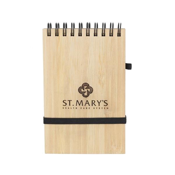 Bamboo wire-bound notepad with pen.... from ASI 46755 Cosmo Promos