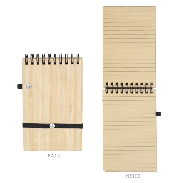 Bamboo wire-bound notepad with pen.... from ASI 46755 Cosmo Promos