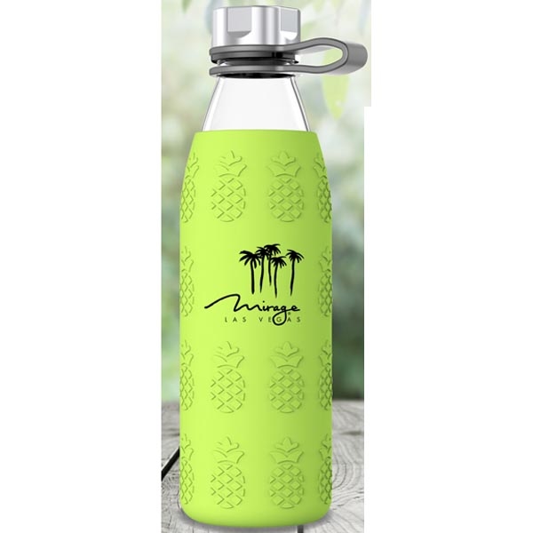 Beleza 20oz. Glass Bottle With Pineapple Silicone Sleeve.... from ASI 46755 Cosmo Promos