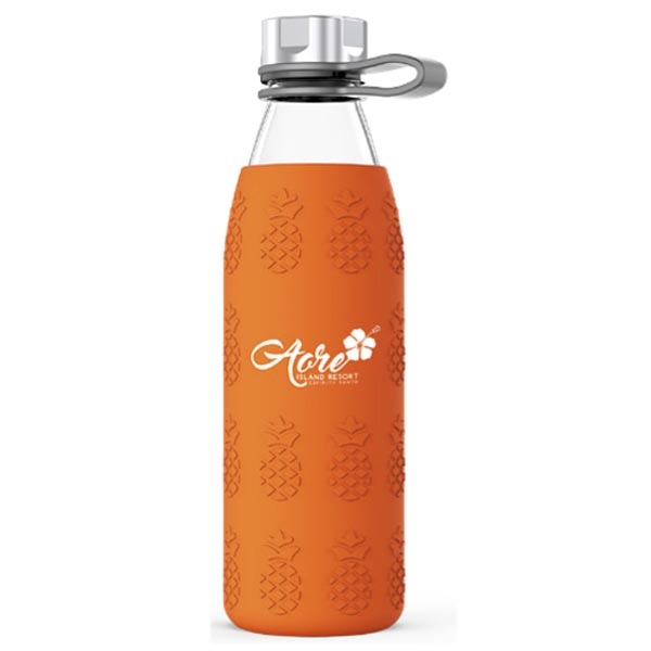 Beleza 20oz. Glass Bottle With Pineapple Silicone Sleeve.... from ASI 46755 Cosmo Promos