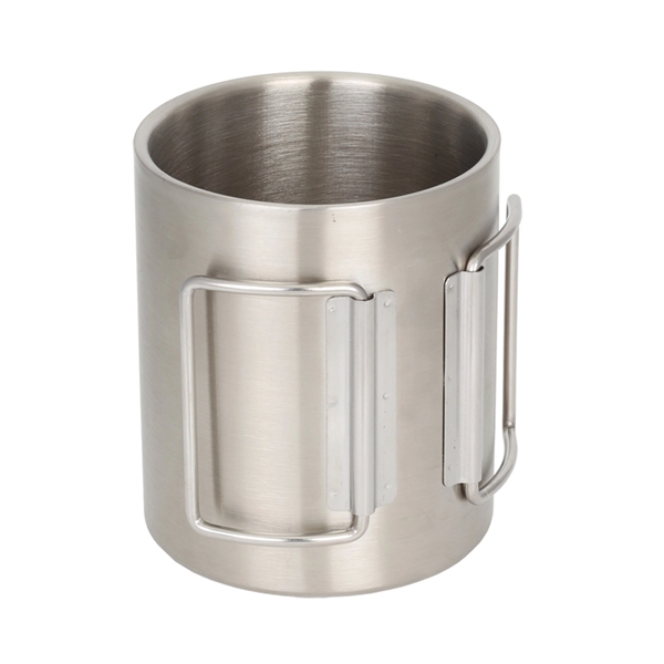 10oz. camping stainless steel cup with foldable handles.... from ASI 46755 Cosmo Promos
