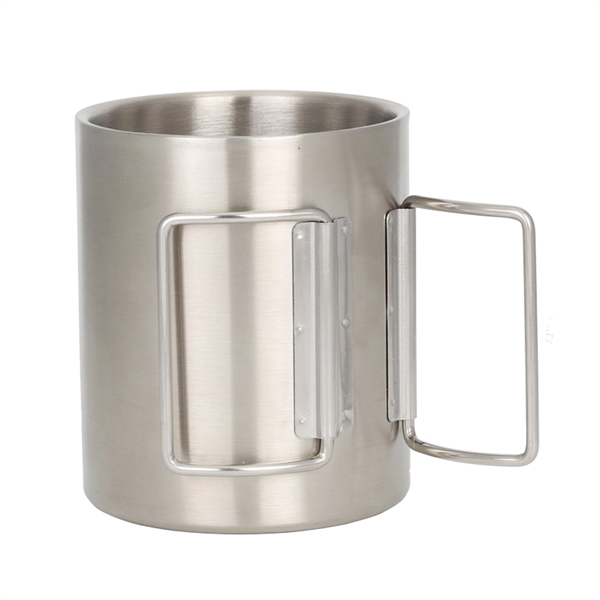 10oz. camping stainless steel cup with foldable handles.... from ASI 46755 Cosmo Promos
