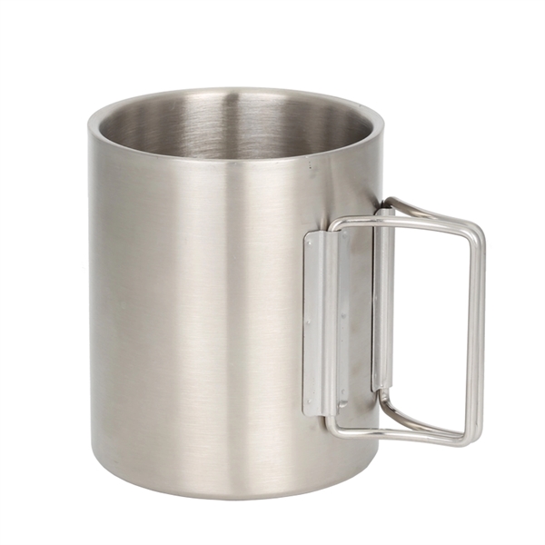 10oz. camping stainless steel cup with foldable handles.... from ASI 46755 Cosmo Promos