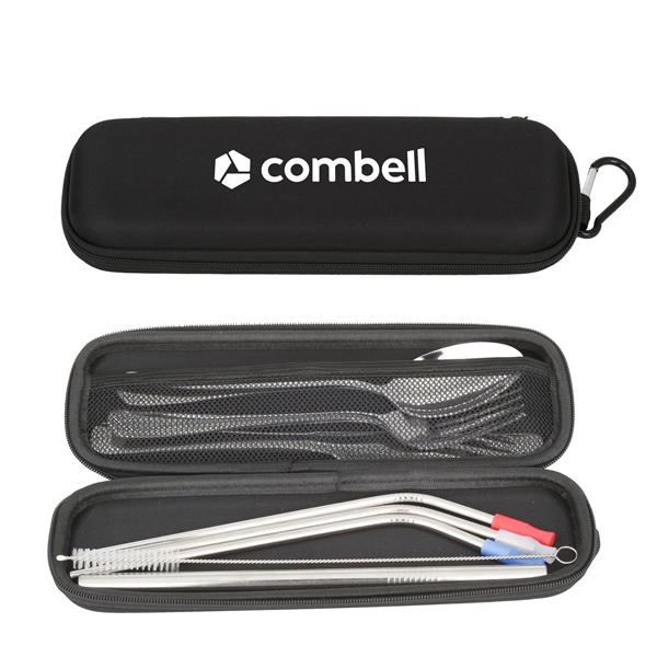 Utensil set includes spoon, fork, knife, 3" x 1/4" straws w/... from ASI 46755 Cosmo Promos