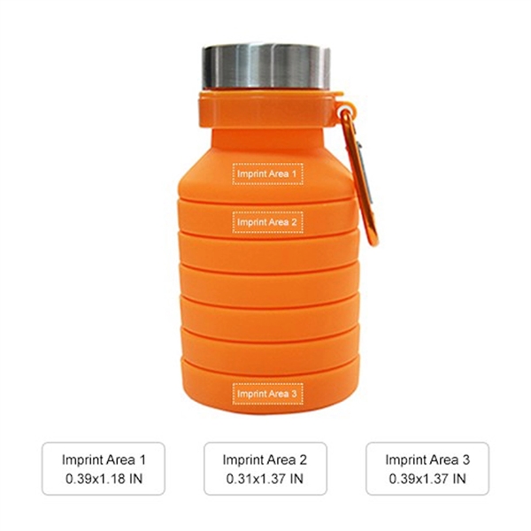 18.6 ounce sports collapsible silicone bottle and carabiner clip plus 1... from ASI 37218 Athena Promo (tm)