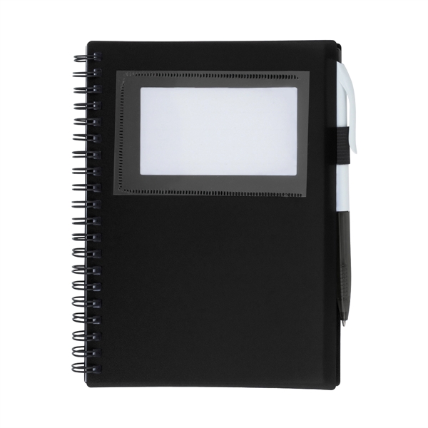 Spiral notebook with ID window and matching pen in elastic pen... from ASI 61125 Hit Promotional Products / Hit®