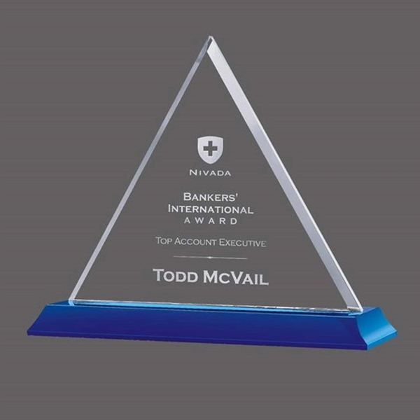Starfire triangle shape award on a blue Bartlett base.... from ASI 84592 St Regis Group / St Regis