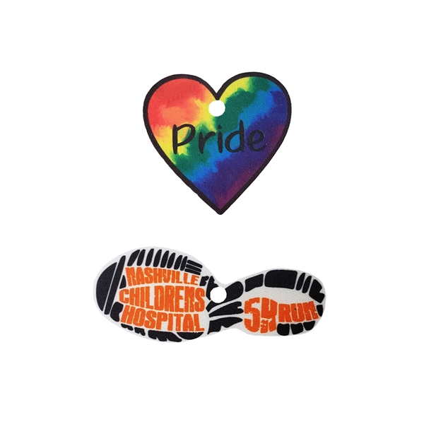 Custom Full Color Dye Sublimation Shoe Tags with hole and plastic... from ASI 90160 Suntex Industries