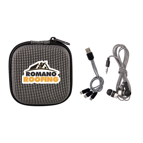 TEXTURED CHARGING CABLE EAR BUD KIT... from ASI 30208 A P Specialties / AP Specialties