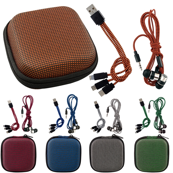 TEXTURED CHARGING CABLE EAR BUD KIT... from ASI 30208 A P Specialties / AP Specialties