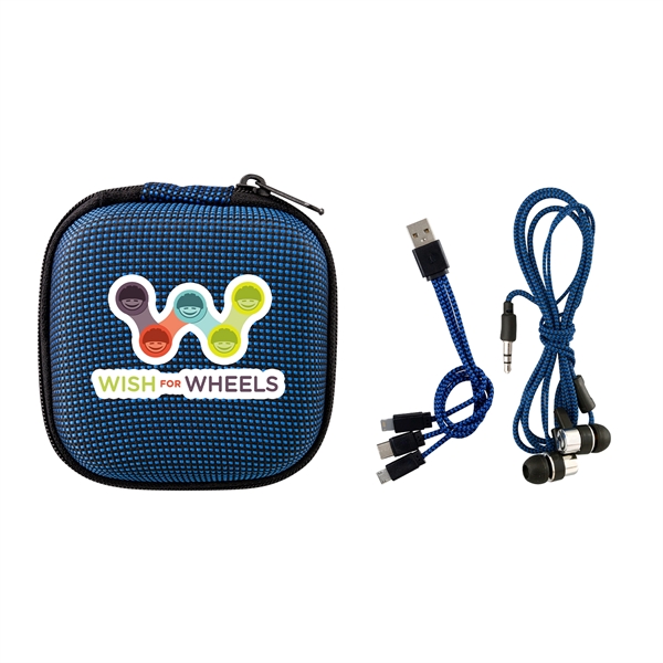 TEXTURED CHARGING CABLE EAR BUD KIT... from ASI 30208 A P Specialties / AP Specialties