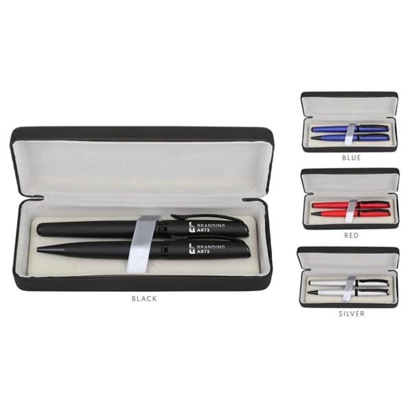 Berlino set includes twist ballpoint pen and rollerball pen.... from ASI 46755 Cosmo Promos