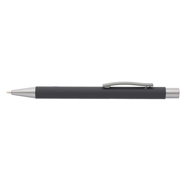 Plunger action ballpoint pen with metal tip, aluminum barrel with rubber... from ASI 39552 BEL Promo