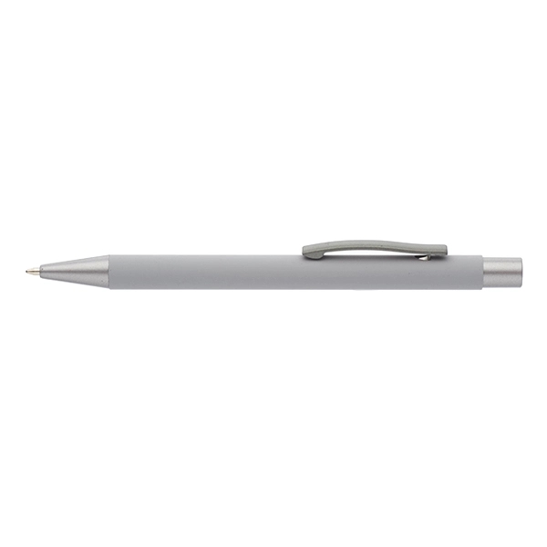 Plunger action ballpoint pen with metal tip, aluminum barrel with rubber... from ASI 39552 BEL Promo