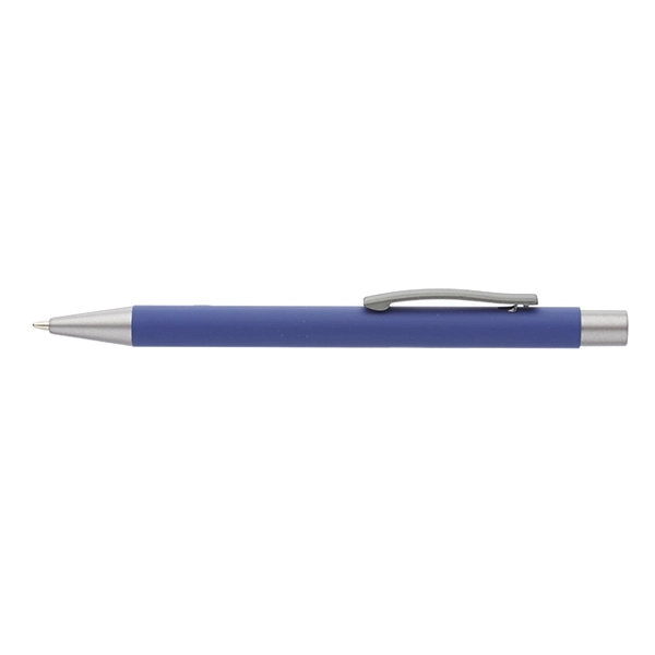 Plunger action ballpoint pen with metal tip, aluminum barrel with rubber... from ASI 39552 BEL Promo