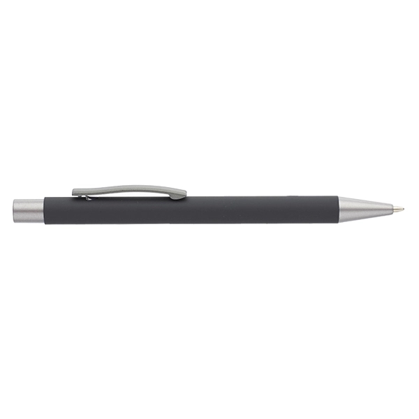 Plunger action ballpoint pen with metal tip, aluminum barrel with rubber... from ASI 39552 BEL Promo