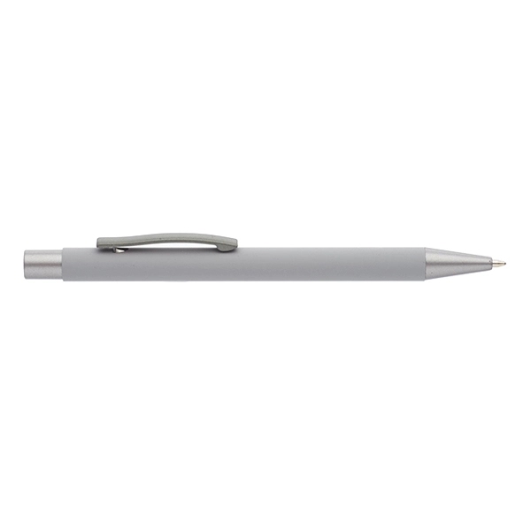 Plunger action ballpoint pen with metal tip, aluminum barrel with rubber... from ASI 39552 BEL Promo