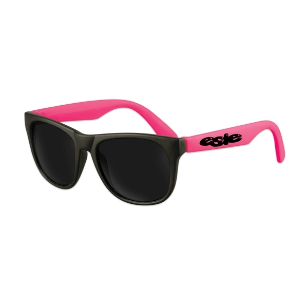 Plastic sunglasses with black frames, colorful stems and UV400 protecting lenses.... from ASI 98360 WOWLine / WOWLine®
