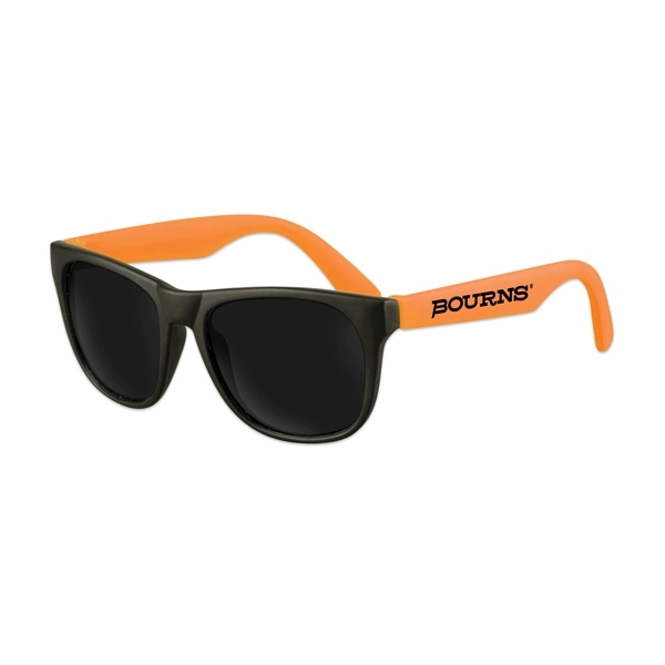 Plastic sunglasses with black frames, colorful stems and UV400 protecting lenses.... from ASI 98360 WOWLine / WOWLine®