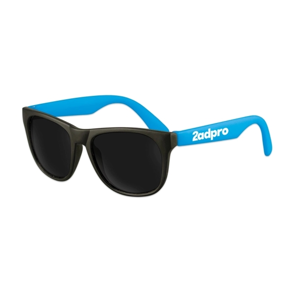 Plastic sunglasses with black frames, colorful stems and UV400 protecting lenses.... from ASI 98360 WOWLine / WOWLine®