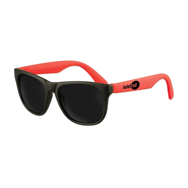 Plastic sunglasses with black frames, colorful stems and UV400 protecting lenses.... from ASI 98360 WOWLine / WOWLine®