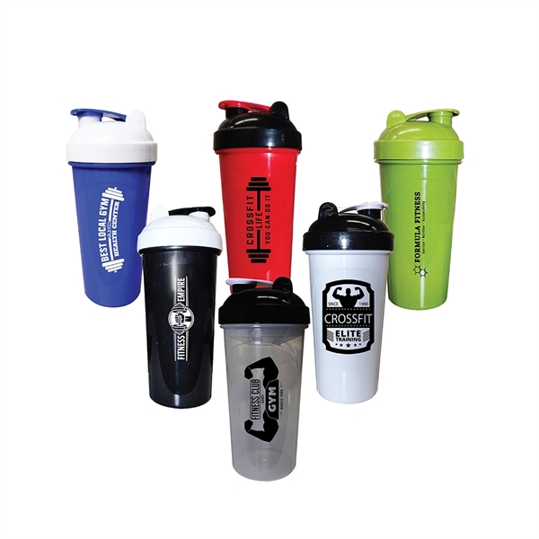 27 ounce double-sided plastic fitness shaker bottle with leak proof seal,... from ASI 31978 Admanline