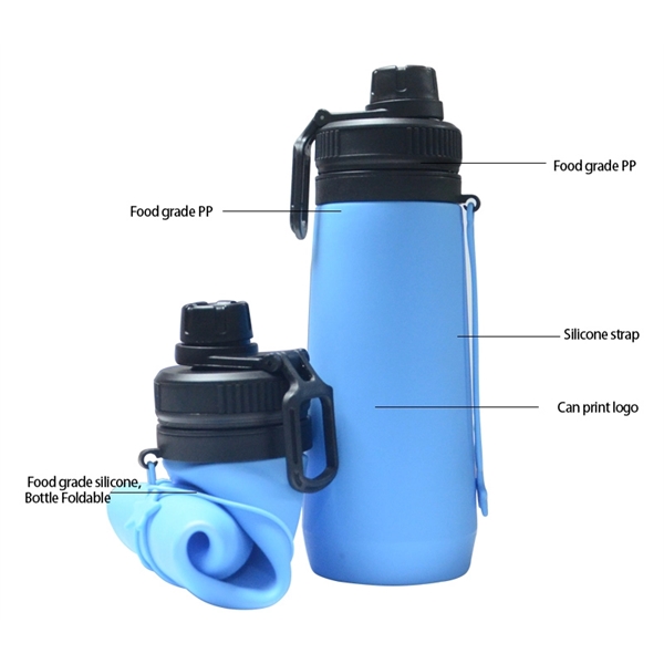 23 ounce foldable silicone water bottle with strap and drinking spout.... from ASI 37218 Athena Promo (tm)