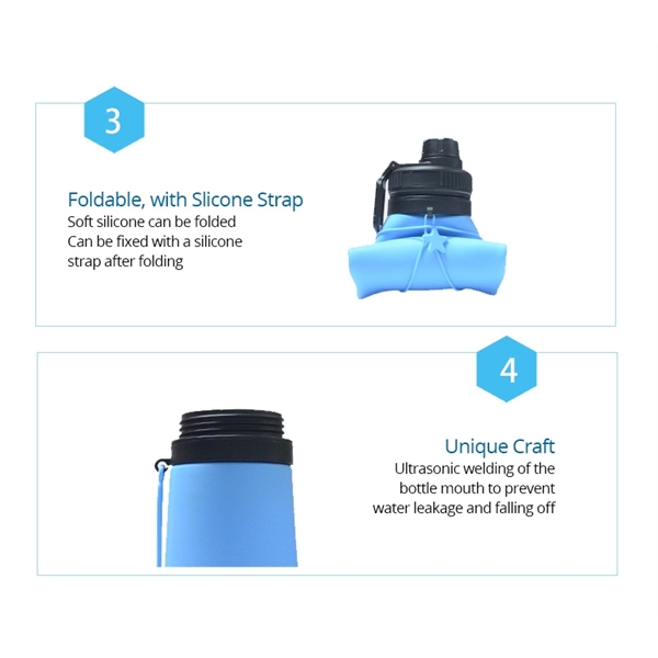 23 ounce foldable silicone water bottle with strap and drinking spout.... from ASI 37218 Athena Promo (tm)