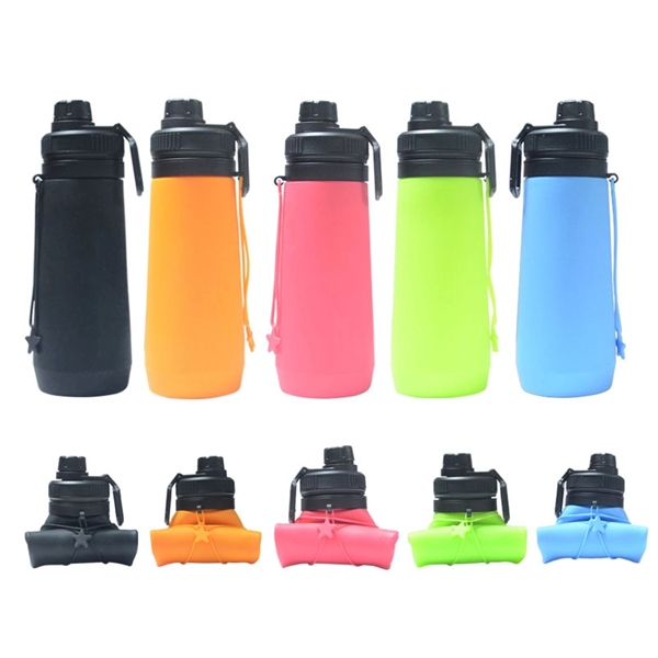 23 ounce foldable silicone water bottle with strap and drinking spout.... from ASI 37218 Athena Promo (tm)