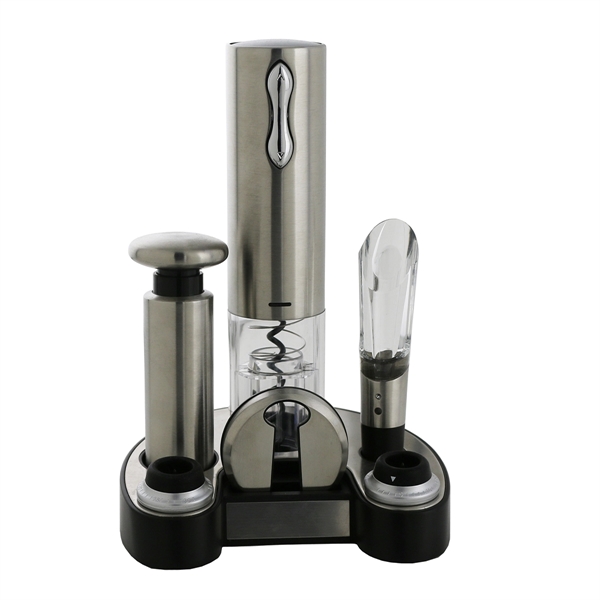 Wine lover's stainless steel deluxe set with corkscrew, vacuum pump, foil... from ASI 55450 Franmara Inc