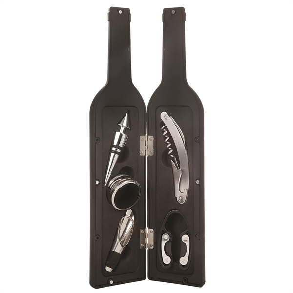 Customizable six-piece barware set in bottle-shaped 12 1/2" x 3" magnetic... from ASI 55450 Franmara Inc