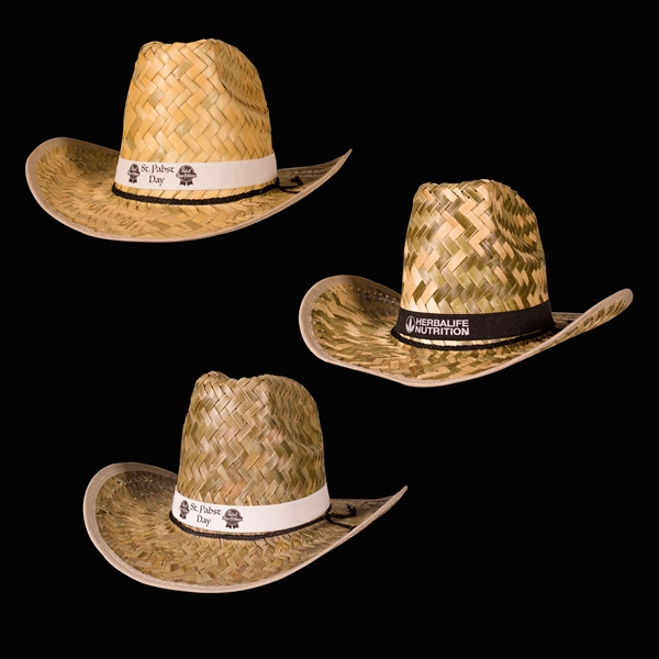 Adult-sized  western cowboy hats with Imprinted Black or White Hat... from ASI 42016 Brighter Promotions Inc
