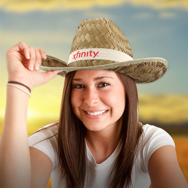 Adult-sized  western cowboy hats with Imprinted Black or White Hat... from ASI 42016 Brighter Promotions Inc