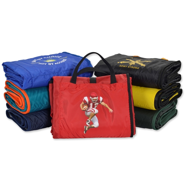 Stadium blanket with dual hook-and-loop outer pockets and webbing carry handles.... from ASI 41630 Brave USA / Brave USA