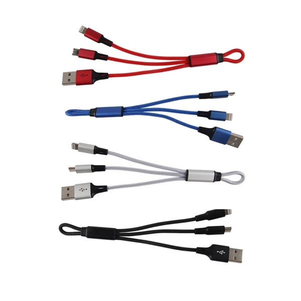 7.48" x 0.67" x 0.24" nylon 4-in-1 charging cable with USB,... from ASI 37218 Athena Promo (tm)