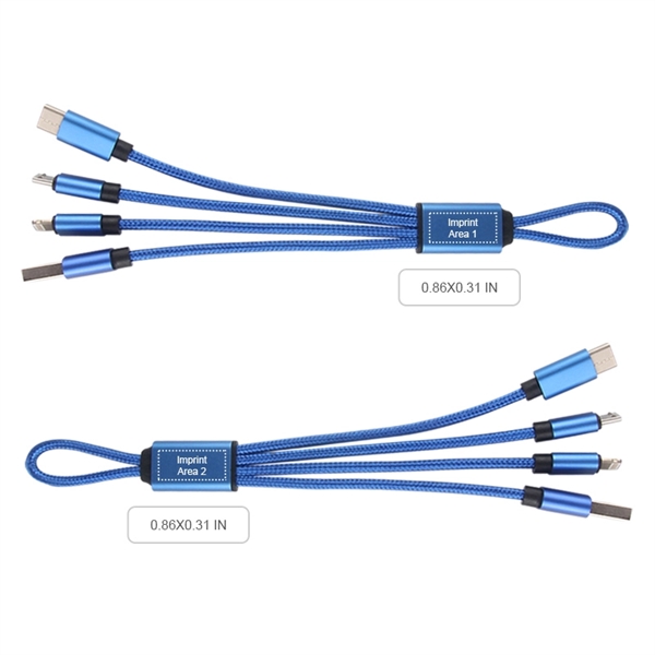 7.48" x 0.67" x 0.24" nylon 4-in-1 charging cable with USB,... from ASI 37218 Athena Promo (tm)
