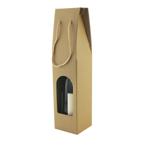 One bottle heavy duty kraft wine bottle carrier with window and... from ASI 55450 Franmara Inc