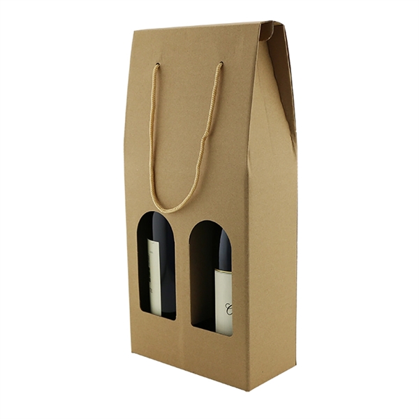 Two bottle heavy duty kraft wine bottle carrier with window and... from ASI 55450 Franmara Inc