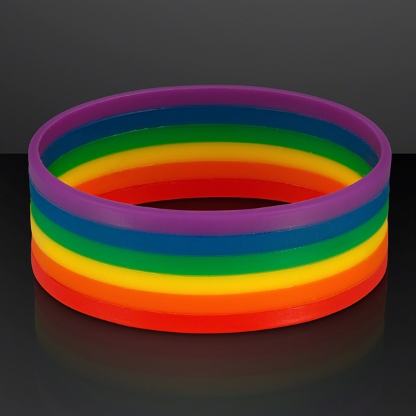 Rainbow Stretch Silicone Bracelets (NON-Light Up); Blank and Imprinted Pricing... from ASI 34194 ALightPromos