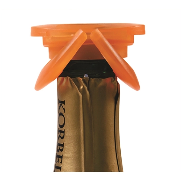 Flexible 3" champagne bottle stopper with spring-loaded, fold up silicone sealing... from ASI 55450 Franmara Inc