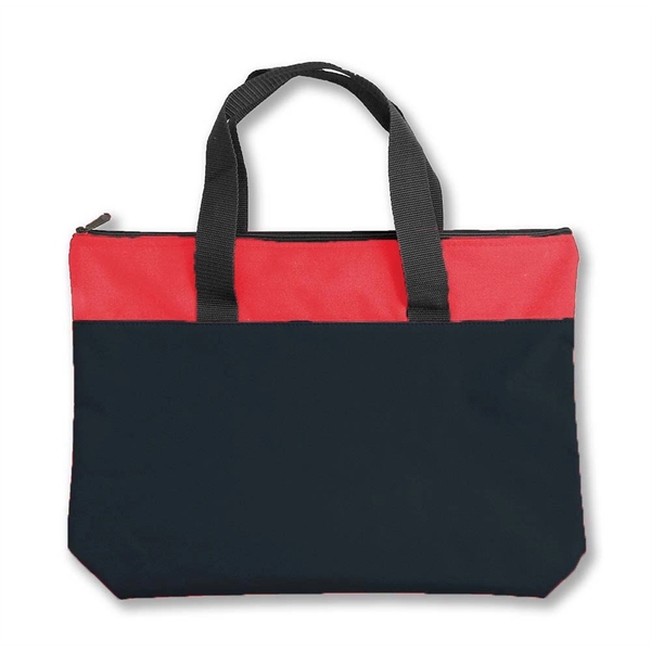 Zipper tote bag with contrasting fabric panels and 1.5" webbing handles.... from ASI 41630 Brave USA / Brave USA